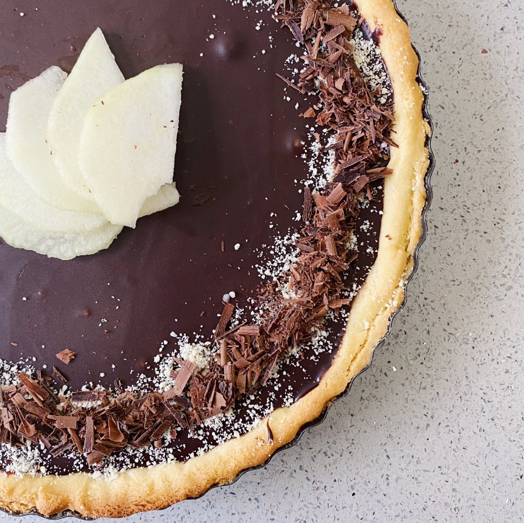 Caramelised Pear and Chocolate Tart