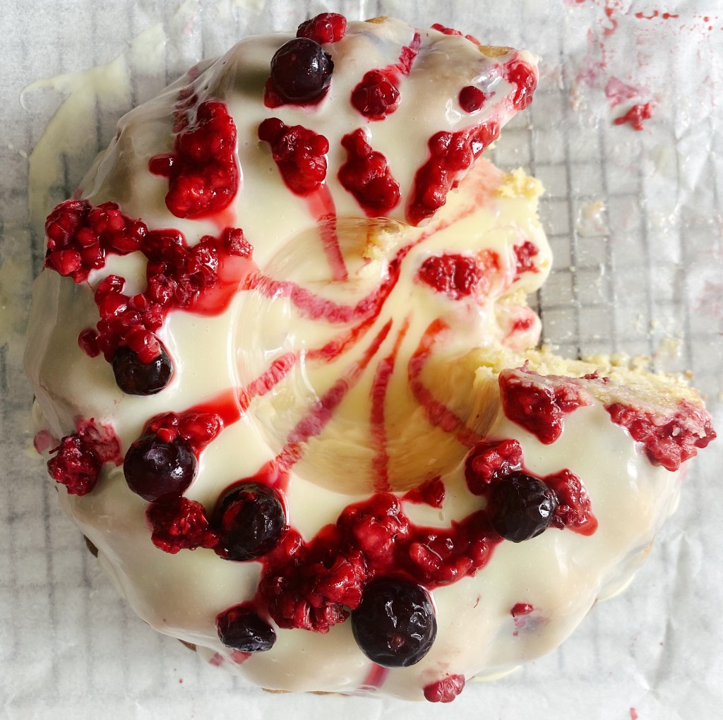 White Chocolate and Berry Bundt Cake